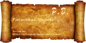 Patocskai Dezső névjegykártya